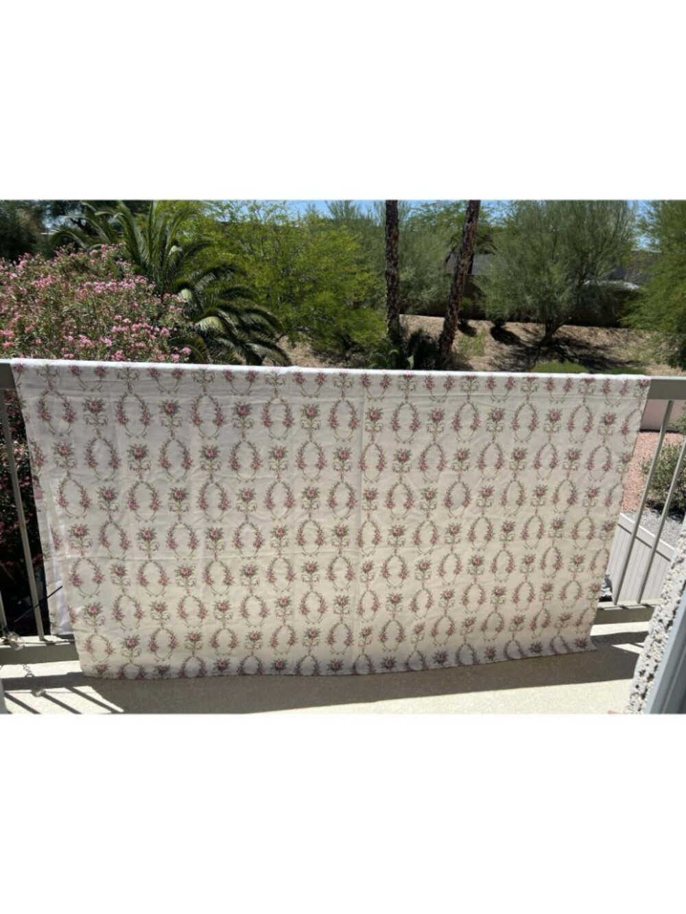 vtg shabby chic cottagecore roses cotton bed spread queen/full 80x44'' - Picture 7 of 8